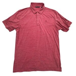 TravisMathew Polo Shirt Mens Large Red Heather Stripe Golf Performance Stretch